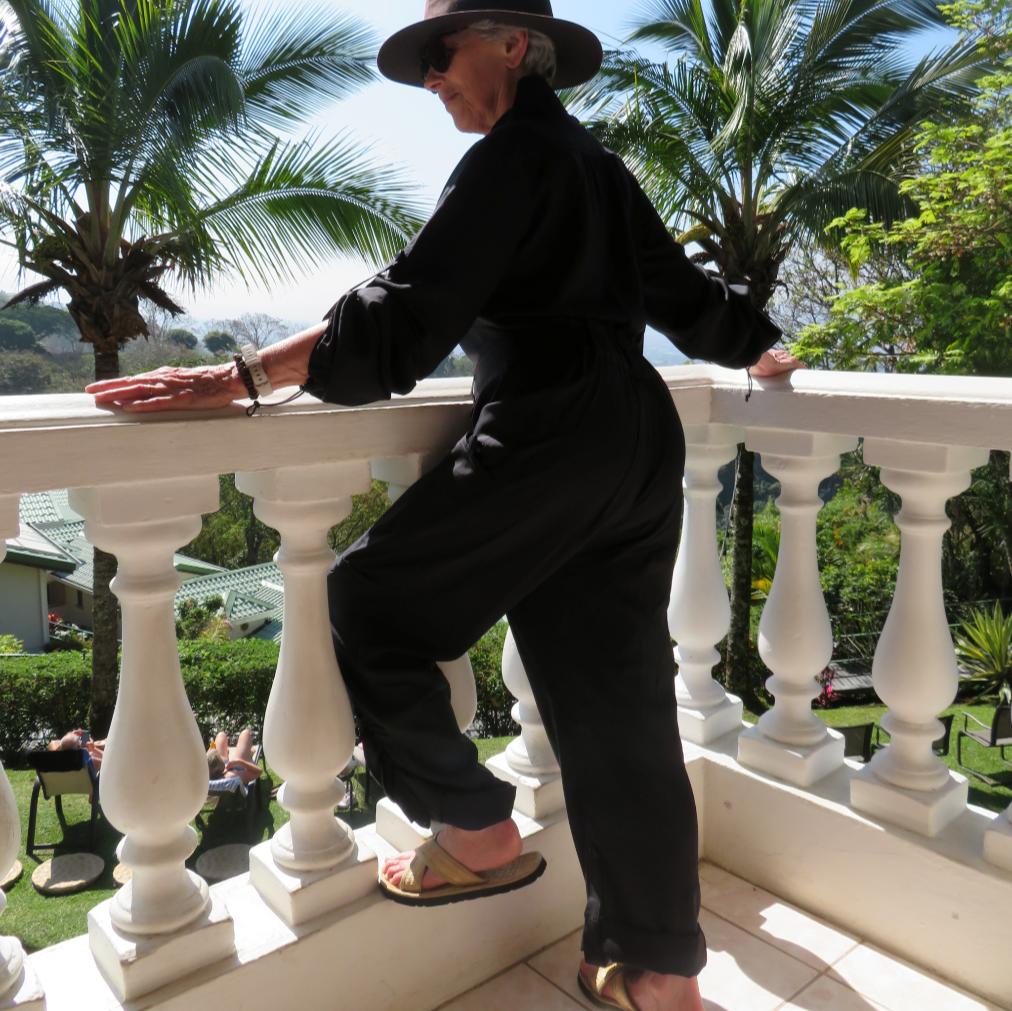 Mozzie Cozzie BlackMagic prototype in Jet Black (colour coming soon!) shown in trouser length mode above ankles - model, Jan wears M/L Regular size being 5'3'' / 160cm tall and a UK size 12.