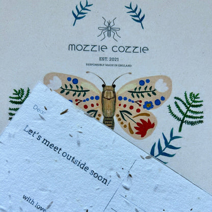 Mozzie Cozzie's Earth element postcard, send to a friend to plant flowers in their garden!