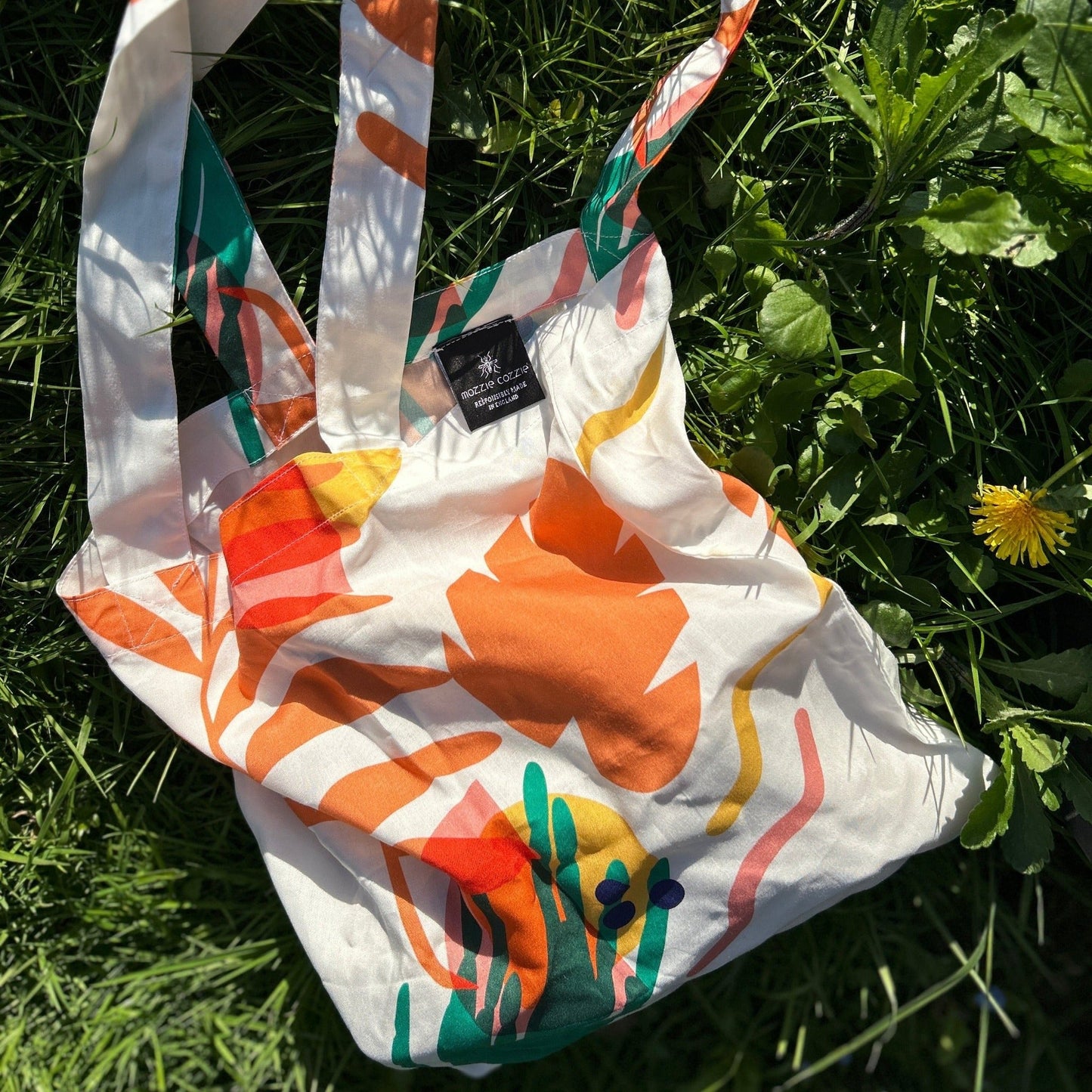 Tropical Summer Earth digital printed Mozzie Cozzie tote bag - matching scarf available (sold separately). French seams for strength and reinforced.  